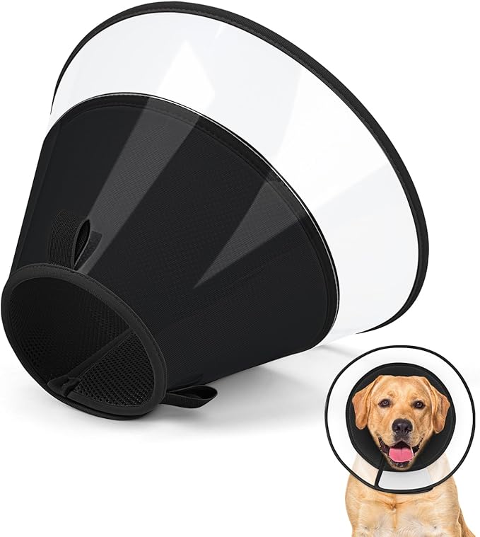 Dog Cone Collar with Soft Liner to Stop Licking, Elizabeth Recovery Collar After Surgery for Large Medium Dogs, Comfortable Pet Head Cone Alternative for Neutering Spay Injury (XS)