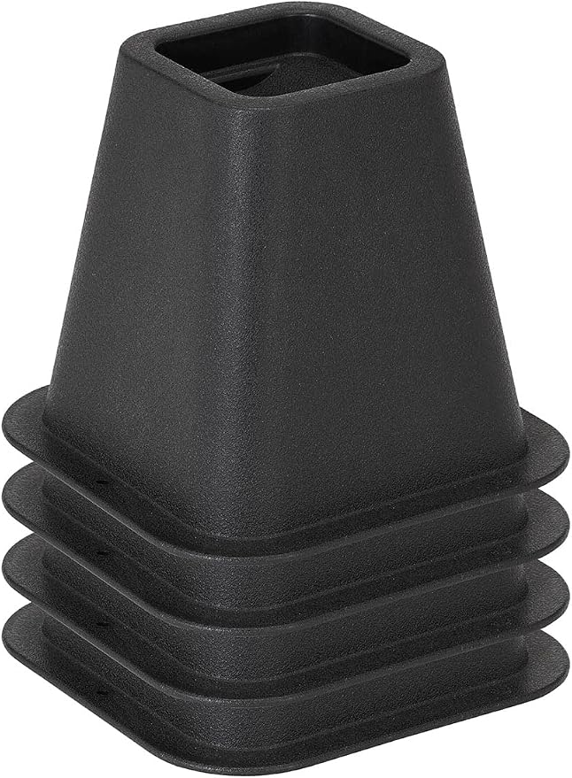 Simplify 6 Inch Bed Riser | Pack of 4 | Bed & Furniture Lifter Wheel Grooves | Under-Bed Storage | Bedroom & Dorm | Black