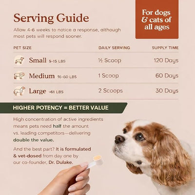 Fera Pets Probiotics for Dogs & Cats with Prebiotics - USDA Organic - Gut Health Powder Supplement with 12 Strains and 5 Billion CFUs - Supports Immunity, Energy and Skin & Coat - 60 Scoops