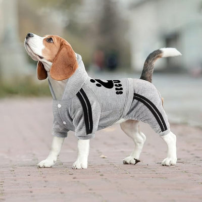 Dog Hoodie Security Clothes 4 Legs Jumpsuit Sweatshirt Hoodies Soft & Warm Dog Outfit Pullover Dog Winter Clothes Sweater for Small Medium Large Dogs Cats (Gray, XX-Large)
