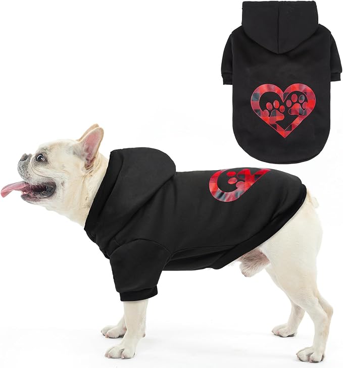 SCENEREAL Valentine Dog Hoodie Sweaters with Leash Hole, Warm & Soft Fleece Dog Sweater & Sweatshirt for Small Medium Large Dogs, Pets Clothes Cold Weather Costume, Heart Print M