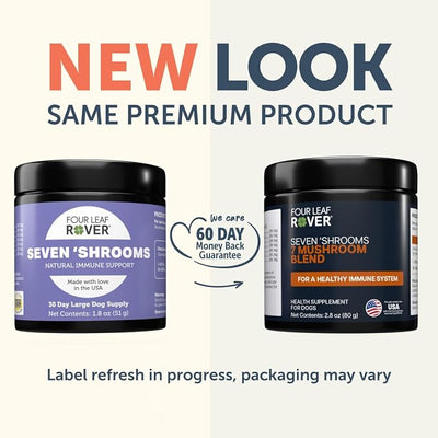 Four Leaf Rover Seven Shrooms - Organic Mushroom Supplement for Dogs - Veterinarian Formulated Whole Mushroom Extract