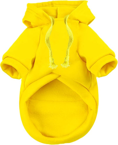 Jecikelon Dog Hoodies for Small Dogs with Zipper Pocket, Soft Fleece Puppy Clothes with Rope Hat, Warm Winter Outfits Cold Weather Coats, Cute Sweatshirt Chihuahua Costume (X-Small, Y02-Yellow)