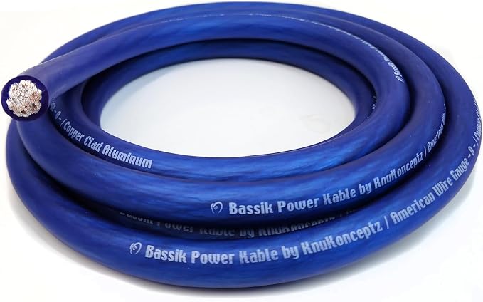 KnuKonceptz Bassik 1/0 Gauge AWG Primary Automotive Battery Power/Ground Wire Cable - Blue 100 Feet