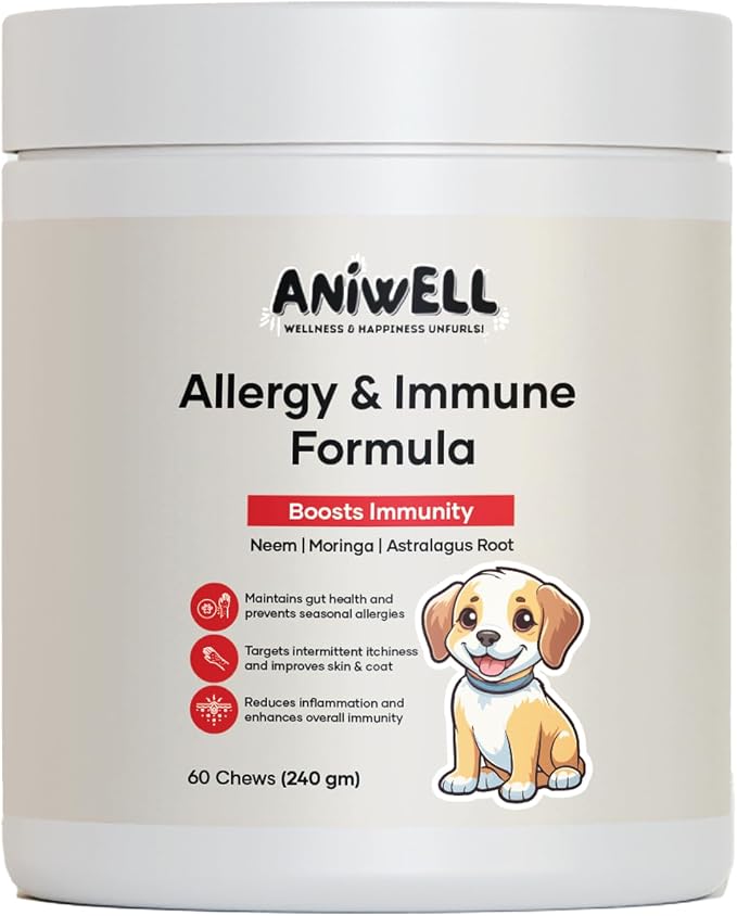 Allergy & Immune Support Chews for Dogs Astragalus Root & Flaxseed C3 | Promotes Seasonal Allergy Relief, Gut & Digestive Health | Probiotics, Colostrum & Krill Oil | Soft Chews