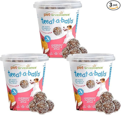 Pumpkin Dog Treats with Cranberry & Apple - Healthy Dog Treats - Soft, Natural, Grain Free, Low Calorie, Gluten Free, Non-GMO, Clean & Nutritious Ingredients - 3pk (54 Treats)