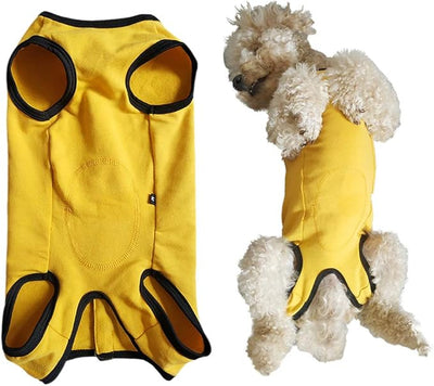 Dog’s Recovery Suit Post Surgery Shirt for Puppy, Wound Protective Clothes for Little Animals(Yellow-s)