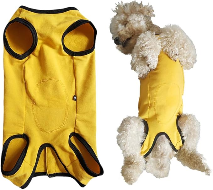 Dog’s Recovery Suit Post Surgery Shirt for Puppy, Wound Protective Clothes for Little Animals(Yellow-XL)
