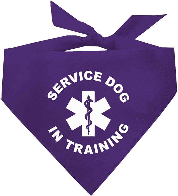 Service Dog in Training Dog Bandana | 100% Cotton Adjustable Triangle |Service Dog | Working Animal | Assistance |Purple, X-Small (289)
