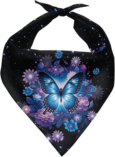 KEIAHUAN Butterfly Flower Dog Bandanas Dog Scarf Triangle Bibs Kerchief Reversible Washable Square Handkerchief Soft Comfy Pet Neckerchief for Small to Large Breed Dogs