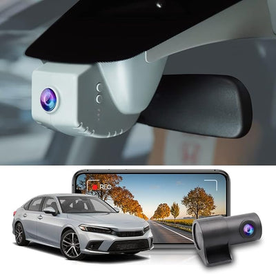 Fitcamx Front 2K+Rear 1080P Dash Cam Adapts for Honda Civic 2022-2026 (Black Cover) & Type R Si, OEM Factory Look, Dual HD Video, Loop Recording, WiFi & APP, G-Sensor, Easy to Set, 64GB Card
