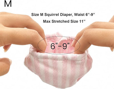 3Pcs Washable Squirrel Diapers Reusable (Size M, 6" - 9" Waist) | Soft & Comfortable, Adjustable, Highly Absorbent and Leak-Proof, Small Pet Diapers for Guinea Pig, Ferrets, Young Chinchillas