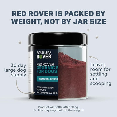 Four Leaf Rover Red Rover - Dog Urinary Tract Supplement - with Vitamins from Organic Berries and Apple - Good Source of Polyphenols and Antioxidants - 30 Large Dog Servings