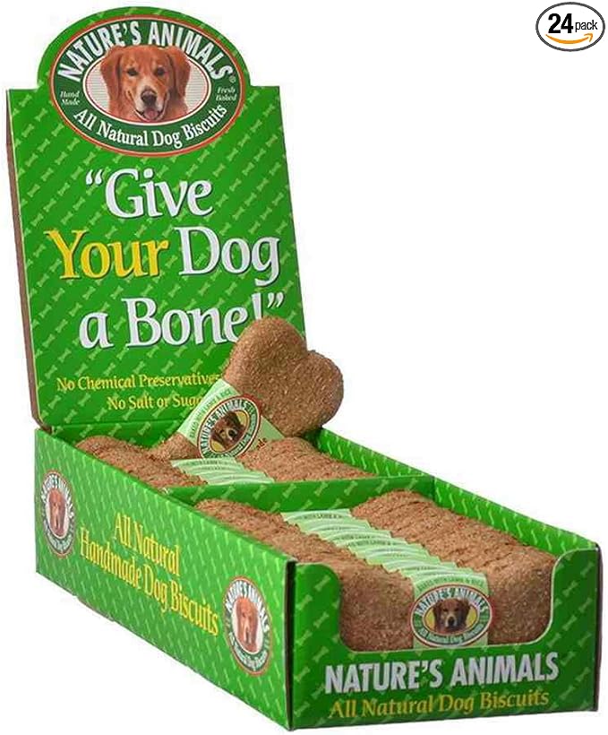 Nature'S Animals Original Bakery Biscuits, All Natural Dog Treats, Lamb And Rice, 24 Count
