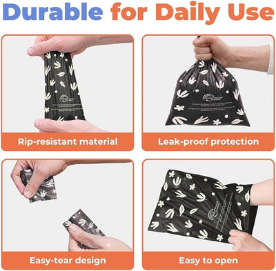Best Pet Supplies Dog Poop Bags for Waste Refuse Cleanup, Doggy Roll Replacements for Outdoor Puppy Walking and Travel, Leak Proof and Tear Resistant, Thick Plastic - Black (Unscented), 600 Bags