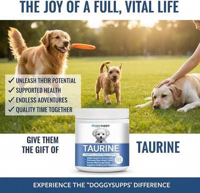 Doggy Supps Taurine, Doggy Supps Taurine Supplement for Dogs, Immune Support, Boost Energy, Skin & Coat Health for Heart, Vision & Daily Wellness, 3.99oz/PCS (1PCS)