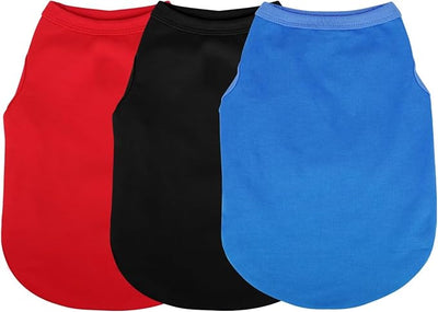 Paiaite 3 Pieces Plain Dog Shirt Sleeveless Puppy Cotton Dog Shirts Breathable Pet Apparel Tank Top Colorful Puppy Sweatshirt Clothes for Small Medium Dogs Red Black and Blue XXL