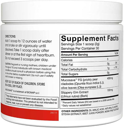 Silver Fern Reflux - Digestive Supplement - Each Tub = 30 Scoops = 30 Servings - Mucosal Support for Acid Issues - with Mucosave FG and Slippery Elm Bark (2 Tubs)