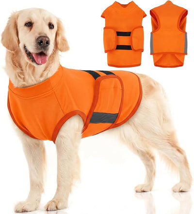 MIGOHI Dog Anxiety Relief Coat,Comfort Anxiety Vest for Dogs,Adjustable Dog Anxiety Calming Wrap for Fireworks,Thunderstorms,Travel, Separation, Anxiety Jacket for Large Dogs,L,Orange