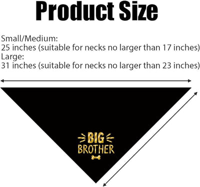 Big Brother Dog Bandana, Black Gold Pet Dog Scarf Accessories, Pregnancy Announcement Big Brother Baby Reveal, Pet Dogs Triangle Scarf, Dogs Bandana for Small Medium