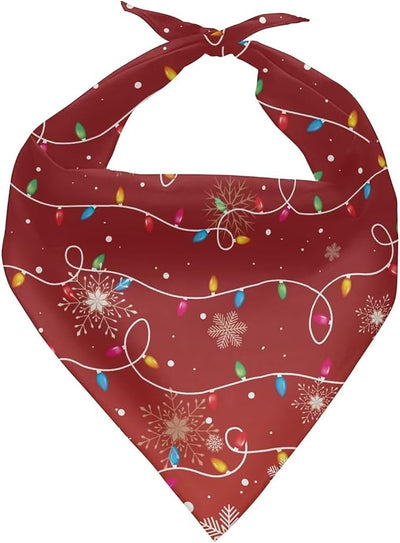 KEIAHUAN Christmas Lights Dog Bandanas Holiday Soft Bibs Adjustable Triangle Bandana Washable Reversible Handkerchief for Pet Cat and Dog