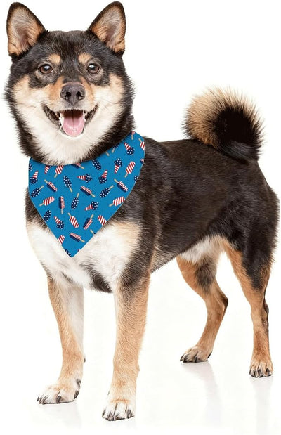 4th of July Dog Bandana, Patriotic Popsicle Pet Triangle Scarf for BBQ Parade Summer Party Outfit, Ice Cream Neckerchief for Small Medium Dogs, Puppy Gift