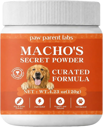 Machos Secret Powder, Paw Parent Labs Green lipped Mussel, Support Dog Cartilage & Bone Health, Joint Mobility & Flexibility, 4.23 oz