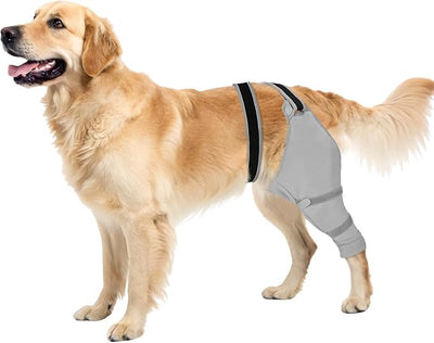 Dog Sleeve for Rear Legs to Stop Licking, Upgraded Recovery Sleeve for Hind Back Leg Wounds,TPLO, ACL Surgery, Light Comfortable Cone Alternative, Left,XL, Grey
