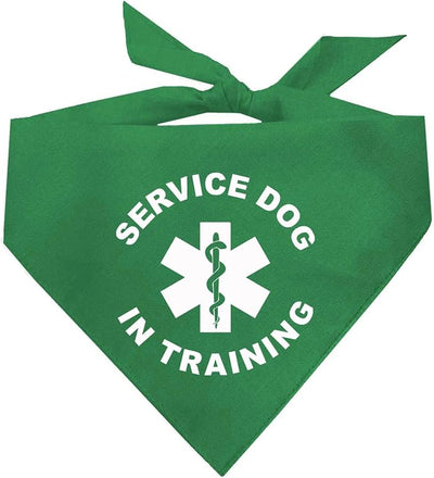 Service Dog in Training Dog Bandana | 100% Cotton Adjustable Triangle |Service Dog | Working Animal | Assistance |Green, X-Small (289)