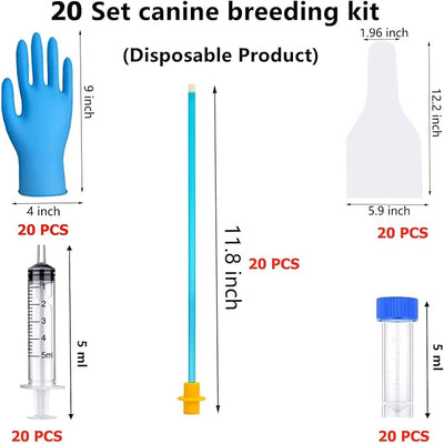 20 Set AI Artificial Insemination Dog Breeding Kit, Canine Breeding Kit, Dog Insemination Breeder Kit, Disposable Canine Artificial Insemination, Canine Breeding Supplies (11.8 inch) M