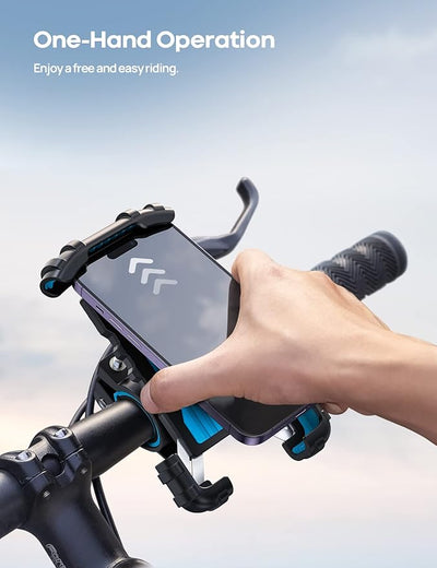 Lamicall Bike Phone Holder, Motorcycle Phone Mount - Motorcycle Handlebar Cell Phone Clamp, Scooter Phone Clip for iPhone 14 Plus/Pro Max, 13 Pro Max, S9, S10 and More 4.7" - 6.8" Smartphones, Blue
