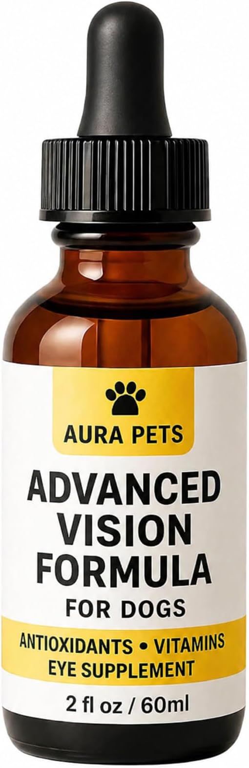 Aura Pets Advanced Vision Formula for Dogs, with Zeaxanthin, Astaxanthin, Lutein, Supports Vision and Overall Eye Health, Clears Debris, Reduces Cloudiness, 60ml