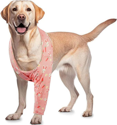 ROZKITCH Dog Leg Sleeve for Front Right Left Leg, Pet Prevent Licking Wound Elbow Knee Protector, Dog Recovery Suit Cone Collar Alternative for Sprain ACL CCL Arthritis Joint Care Rabbit XS