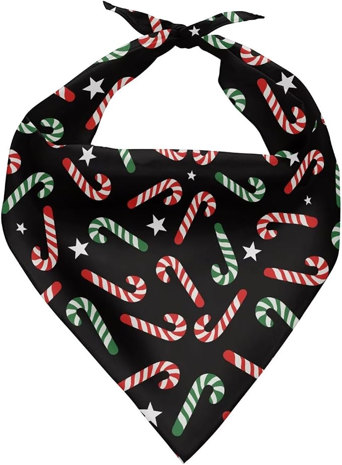 KEIAHUAN Christmas Dog Bandanas Red Green Candy Cane Dog Bib Adjustable Scarf Pet Bandana Classic Triangle Handkerchief Reversible Pet Costume Accessories 1PCS