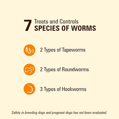 WORM X PLUS 7 Way De-Wormer Chewables for Dogs - Tablets for Small Dogs & Puppies (6-25 lbs) (pyrantel pamoate/praziquantel), 6 Count