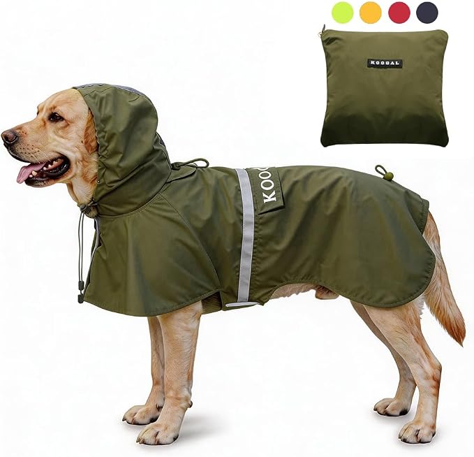 Pet Large Dog Raincoat Apparel Poncho Waterproof for Medium Large Sized for Dog Raincoat Clothes Jacket (6XL, Green)