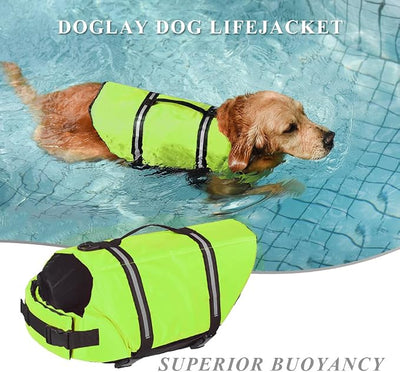 Doglay Dog Life Jacket with Rescue Handle, Dog Life Vest for Swimming Boating, Adjustable Reflective Puppy Swim Vest with Superior Buoyancy for Small Medium Large Dogs