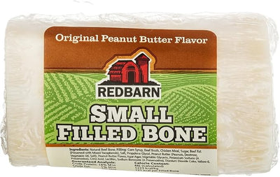 Redbarn Pet Products Small Filled Dog Bones, Peanut Butter Flavor - Long Lasting Stuffed Femur Chew Treat Made in USA for Aggressive Chewers - Case of 20 Bones