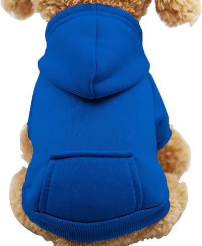 Jecikelon Soft Dog Hoodies for Small Dogs, Fleece Puppy Sweatshirt with Pockets, Warm Winter Cold Weather Coats for Pet Cat, Cute Clothes Puppy Costume (Dark Blue, XX-Small)