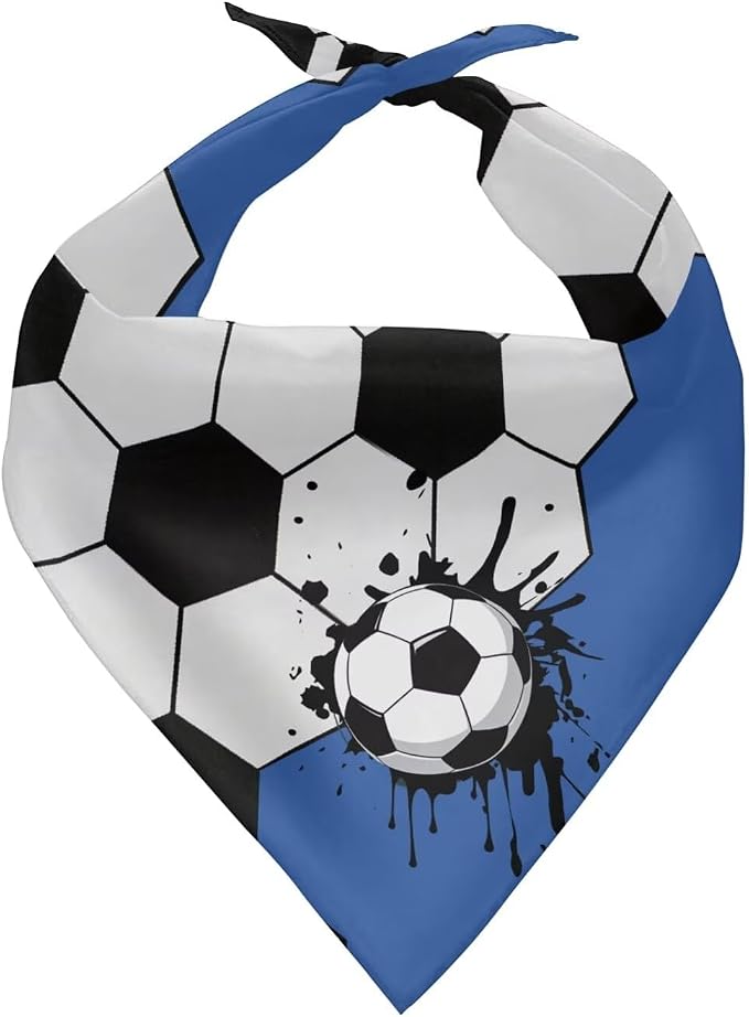 KEIAHUAN Soccer Print Dog Bandana Soft Breathable Sports Themed Pet Triangle Scarf Washable Adjustable Kerchief for Small Medium Large Dogs, Ideal for Game Day Daily Wear