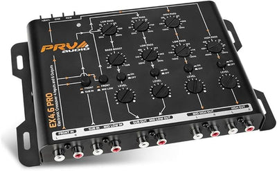 PRV Audio Crossover Car Audio EX4.6 PRO 4 Way or 3 Way Electronic Crossover 9 Volts, 4 in 6 Out RCA Channels Car Sound Processor - EX4.6PRO