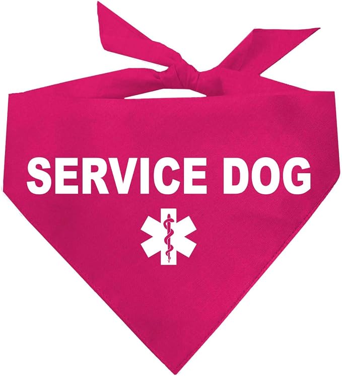 Service Dog Dog Bandana | 100% Cotton Adjustable Triangle |Service Dog | Working Animal | Assistance |Hot Pink, One Size (307)