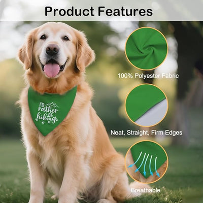 I'd Rather Be Hiking Green Dog Bandana, Pet Scarf Photo Prop for Hiking Outing Outdoor Adventure Camping Getaway Nature Walk, Christmas Birthday Gifts for Dog Lover Mom Hiking Enthusiast