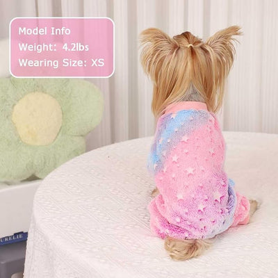 Sebaoyu Dog Pajamas for Small Dogs, Glow in Dark Tie Dye Unicorn Sweater, Super Soft Velvet Material Chihuahua Yorkie Tiny Clothes Outfits(X-Small,Star)