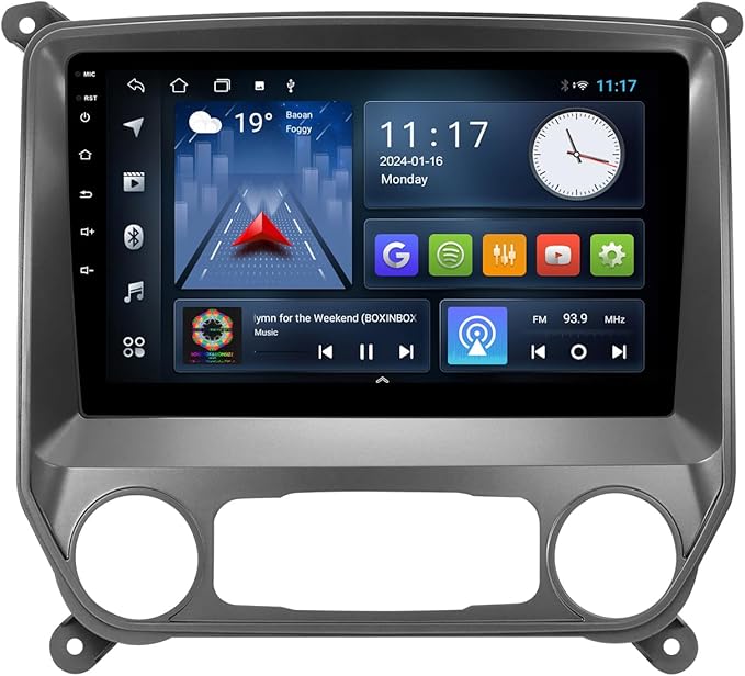 2+32G Android 12 Double Din Car Stereo for Chevrolet Silverado/GMC Sierra 2014-2018 with 10.1 Inch Touchscreen Radio Built-in Bluetooth5.4/WiFi6/Wireless Carplay/Android Auto/GPS/FM/AUX/Backup Camera