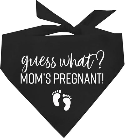 Guess What? Mom's Pregnant Baby Announcement Dog Bandana (Black, OS 216) GB