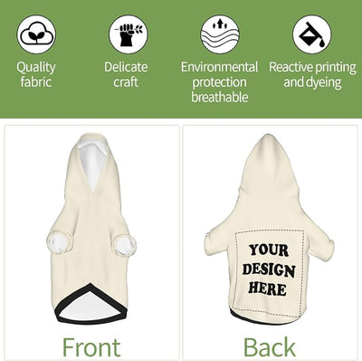 Dog Clothes, Custom Dog Hooded Sweatshirt, Personalized Pet Costume Robe Shirt with Text/Image/Club Name/Pet Shop Logo for Small Medium Large Dogs and Cats, CreamYellow, M