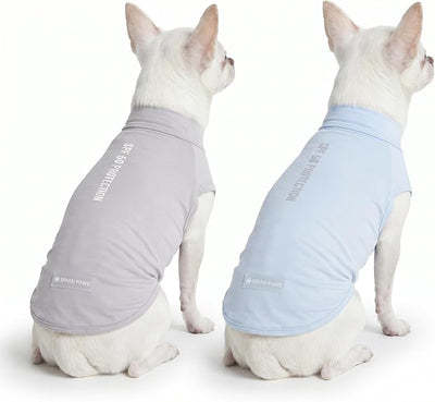 Spark Paws Sunblock Dog T-Shirt, SPF30 Protection, Lightweight Breathable Quick Dry for Dogs with Sensitive Skin - Blue & Grey (Set of 2) - M