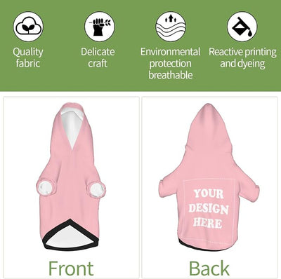 Personalized Dog Hoodie, Custom Dog Costumes for Small Dogs, Holiday Happy Dog Clothes Football Pet Shirt Sweater with Name Number for Girl/Boy Cats/Kitten, Pink, S