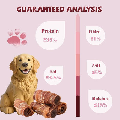 Rawhide Free Dog Treats, Triple Flavor Chicken Wrapped Duck and Beef Rolls, Healthy Dog Snacks